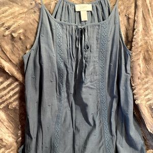 LOFT spaghetti strap top with a cotton/linen look - size small